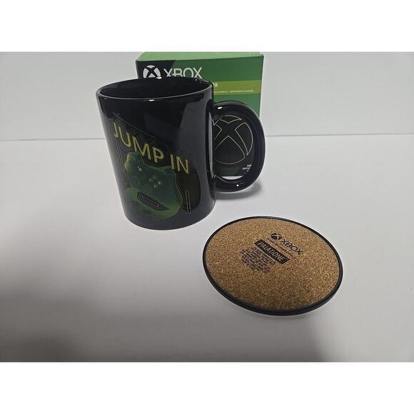 Xbox Official Gear Mug and Metal Coaster Green Black Coffee Cup Set NEW! - Picture 6 of 11